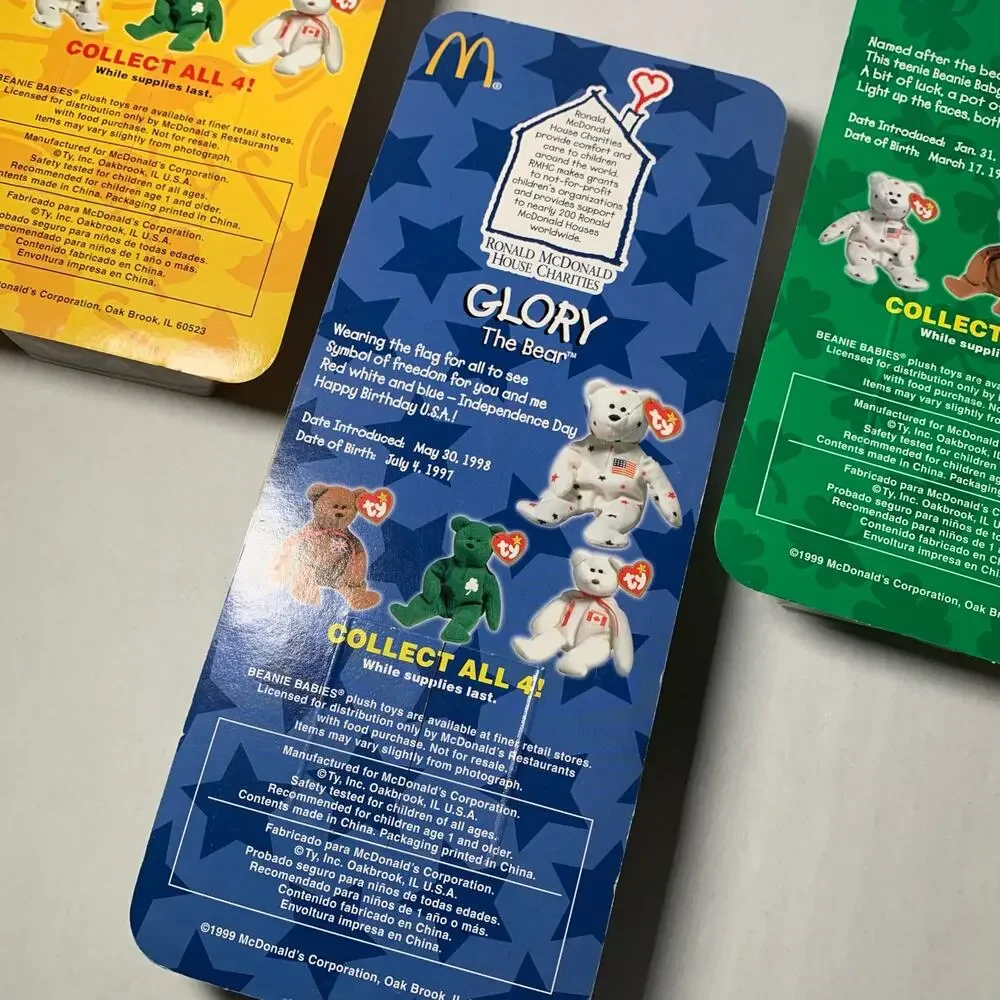 Lot of 4 1999 McDonald's Teenie Beanie Babies International Bears NIP - Picture 9 of 9